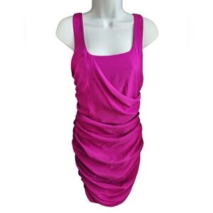 Jay Godfrey Purple Fuchsia Ruched Silk Dress Size 8